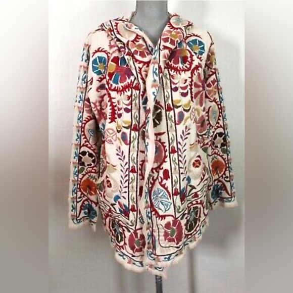 NWT Johnny Was Biya Workshop JWLA Bayou Hoodie Sweater Cardigan Hooded Jacket L - Picture 2 of 6